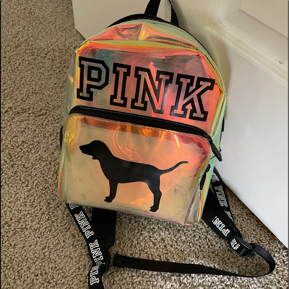 PINK holographic mini backpack